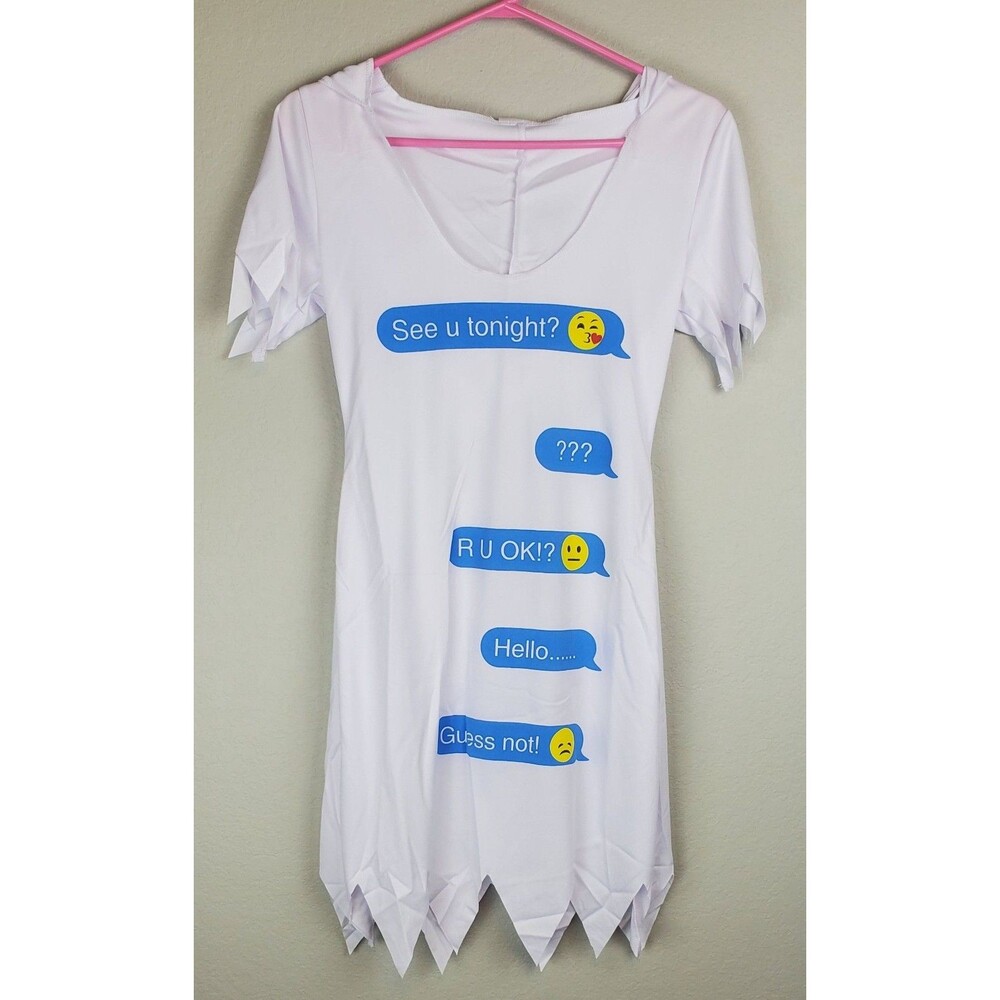 NWOT Costume Culture Women's Small Hooded Ghost Text Dress Halloween Costume